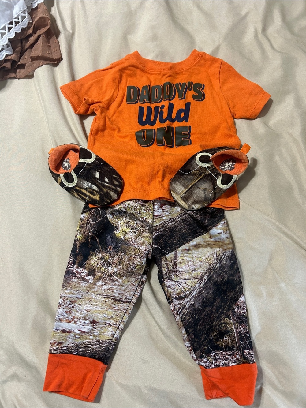 Garanimals Orange 'Daddy's Wild One' Tee with Camo Pants